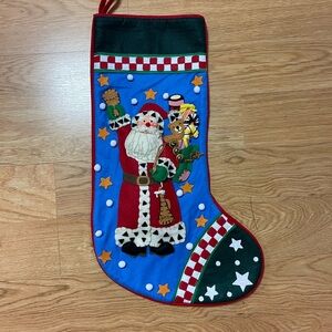 Festive Santa Christmas Stocking - Blue and Red